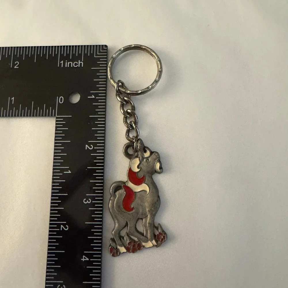 Vintage I Love Unicorns Pewter Keychain Cliffe Pewter Made in 1986, Novelty Gift
